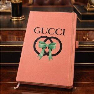 Pink Notebook with Green Bow